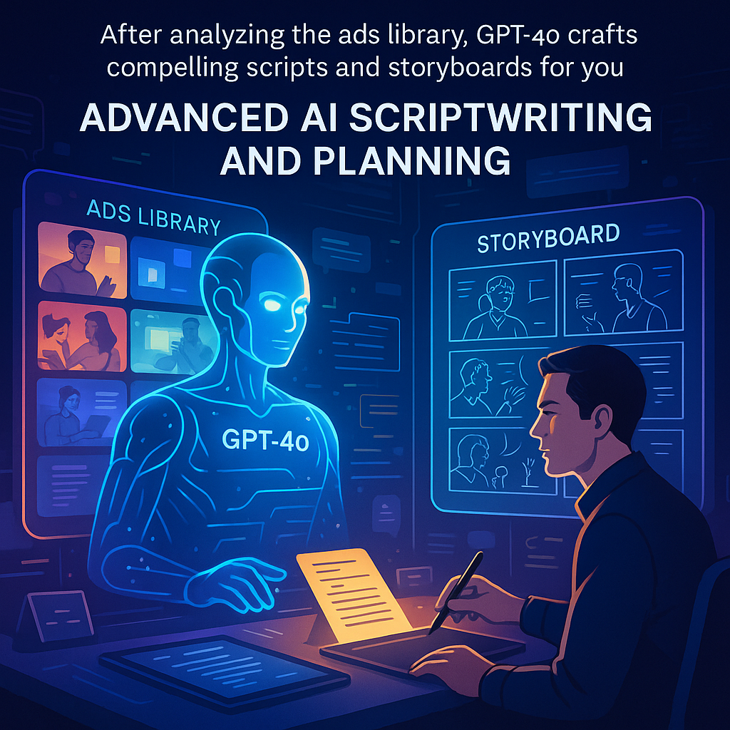 After analyzing the ads library, GPT-4o crafts compelling scripts and storyboards for you
