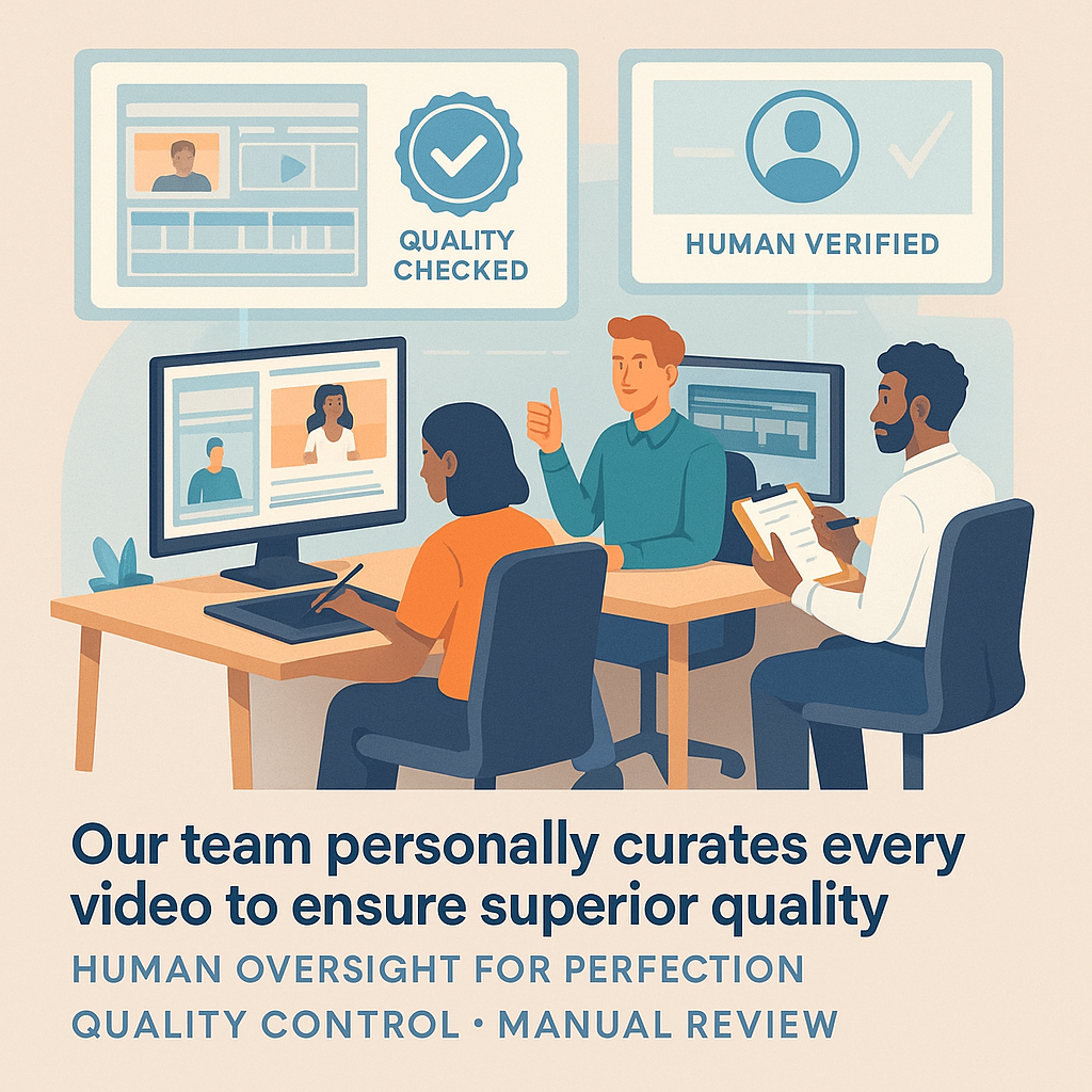 Our team personally curates every video to ensure superior quality output